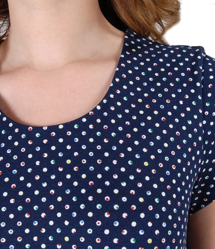 Rochie din jerse elastic imprimat cu picouri