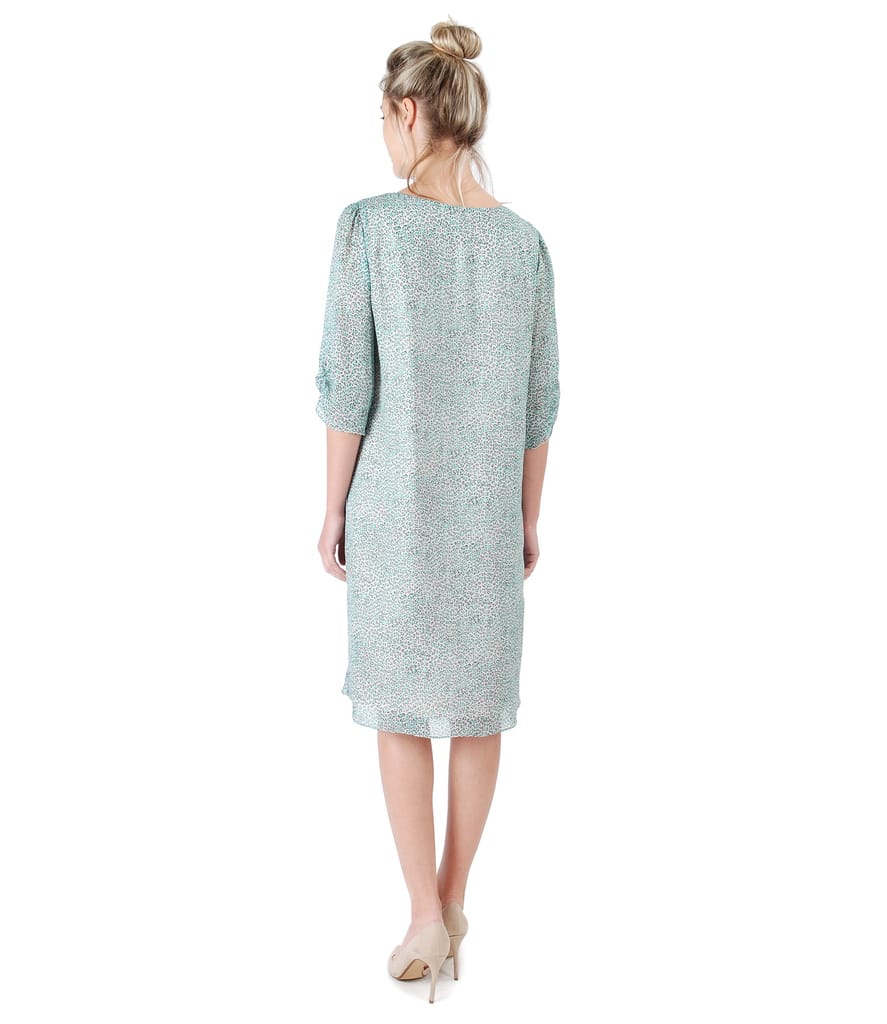 Rochie lejera din viscoza imprimata si cu aplicatie de cristale