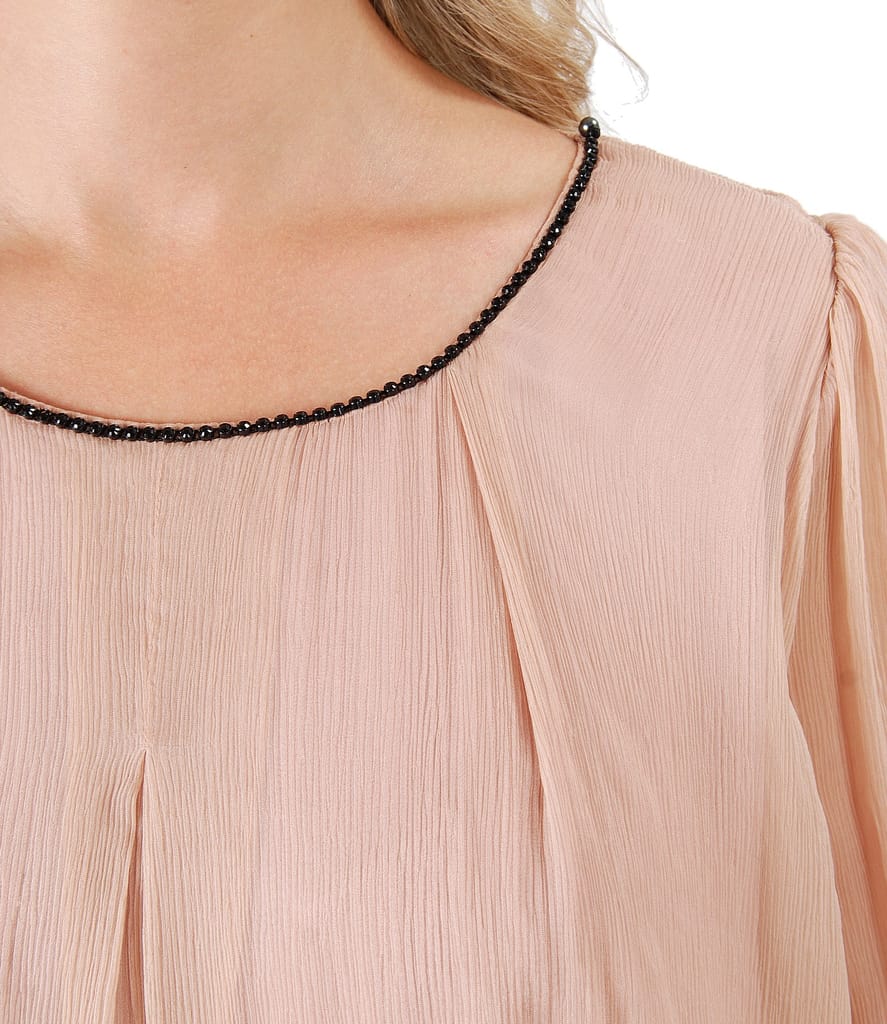 Rochie din matase cu aplicatie de cristalela decolteu