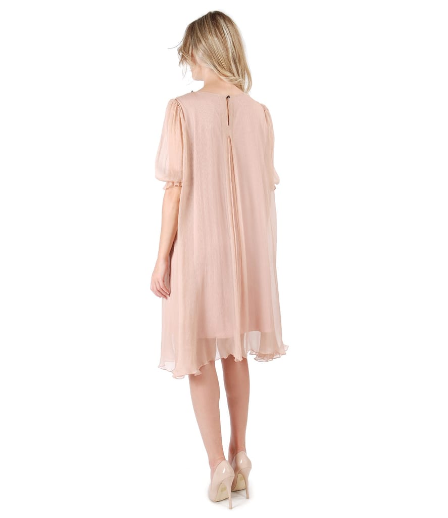 Rochie din matase cu aplicatie de cristalela decolteu