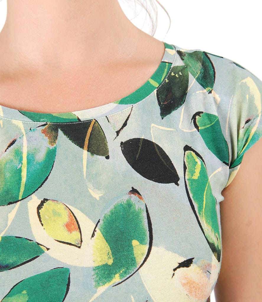 Rochie din jerse subtire imprimat cu motive florale