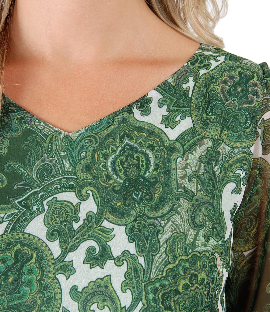 Rochie evazata din voal cu imprimeu floral si garnitura