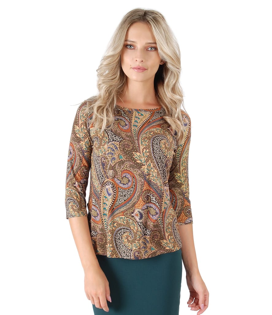 Bluza din jerse elastic imprimat digital