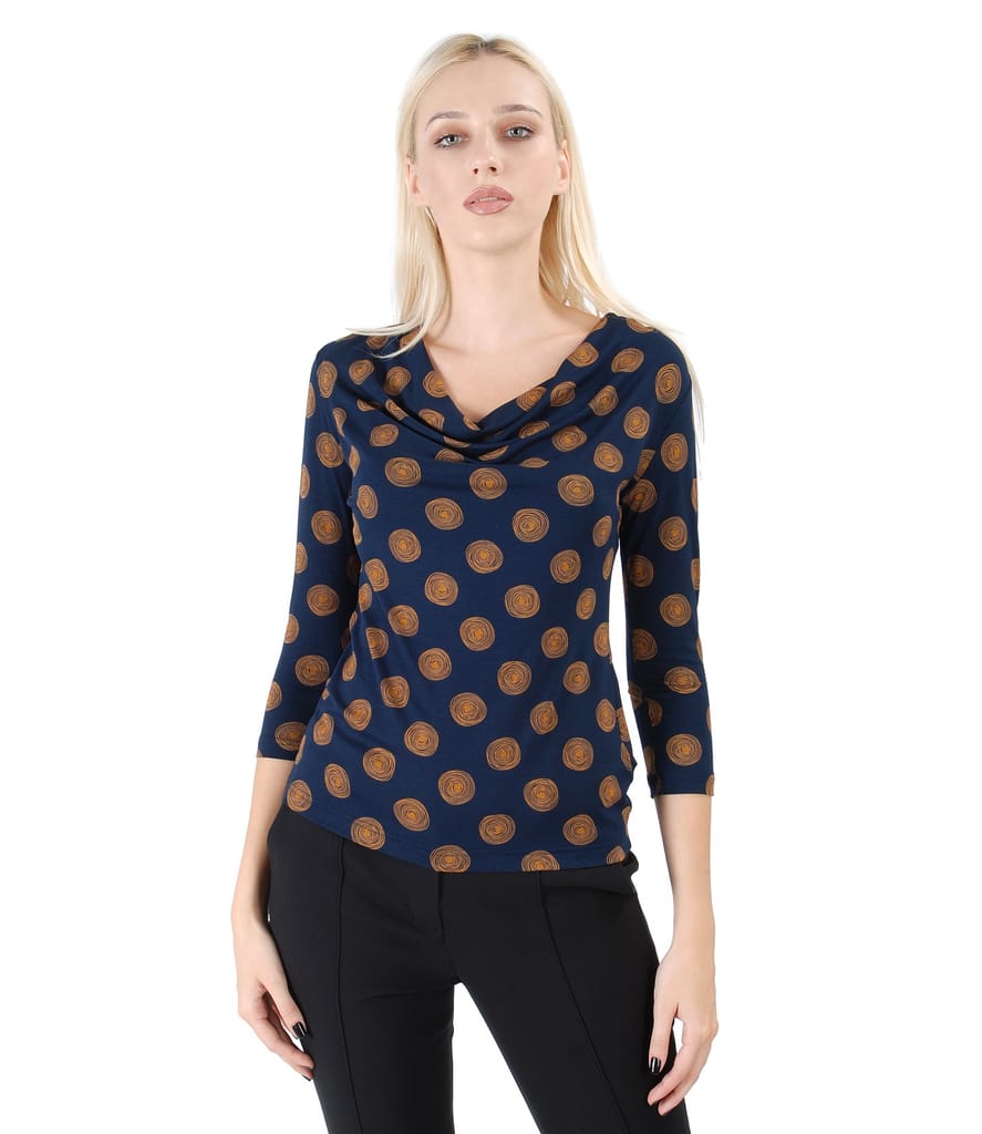 Bluza din jerse elastic imprimat cu cercuri