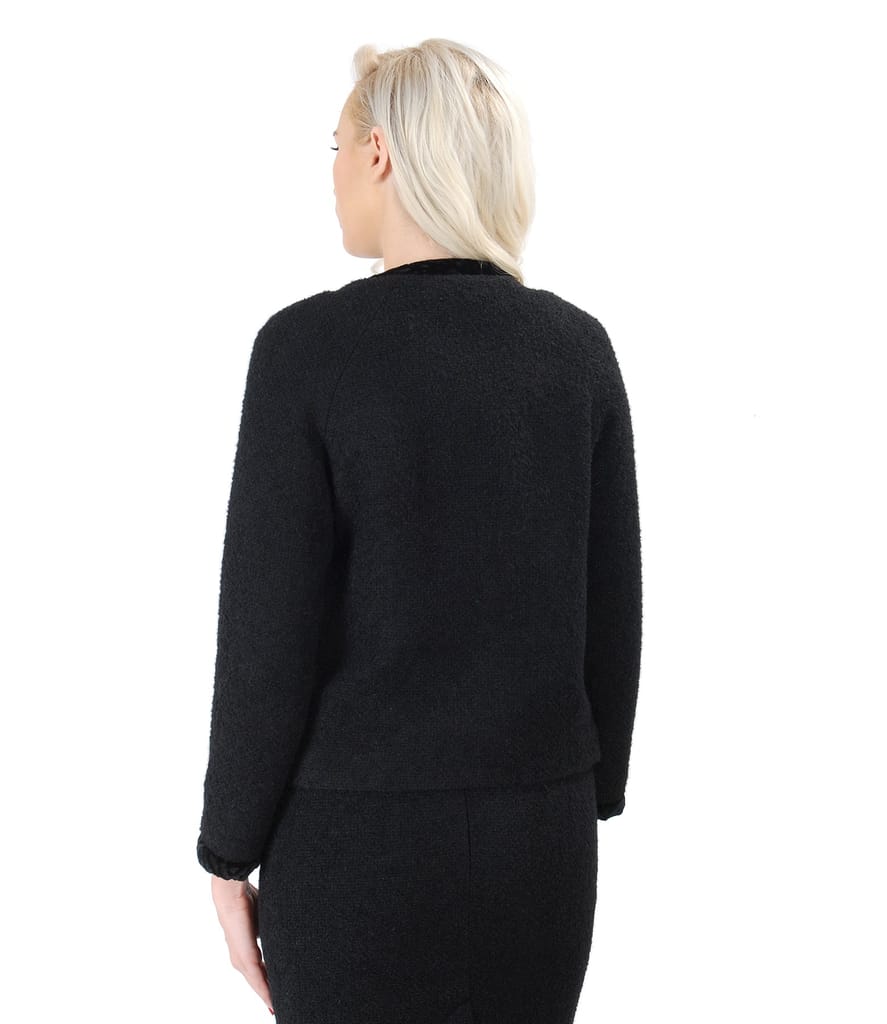 Sacou elegant din bucle negru cu lana si alpaca
