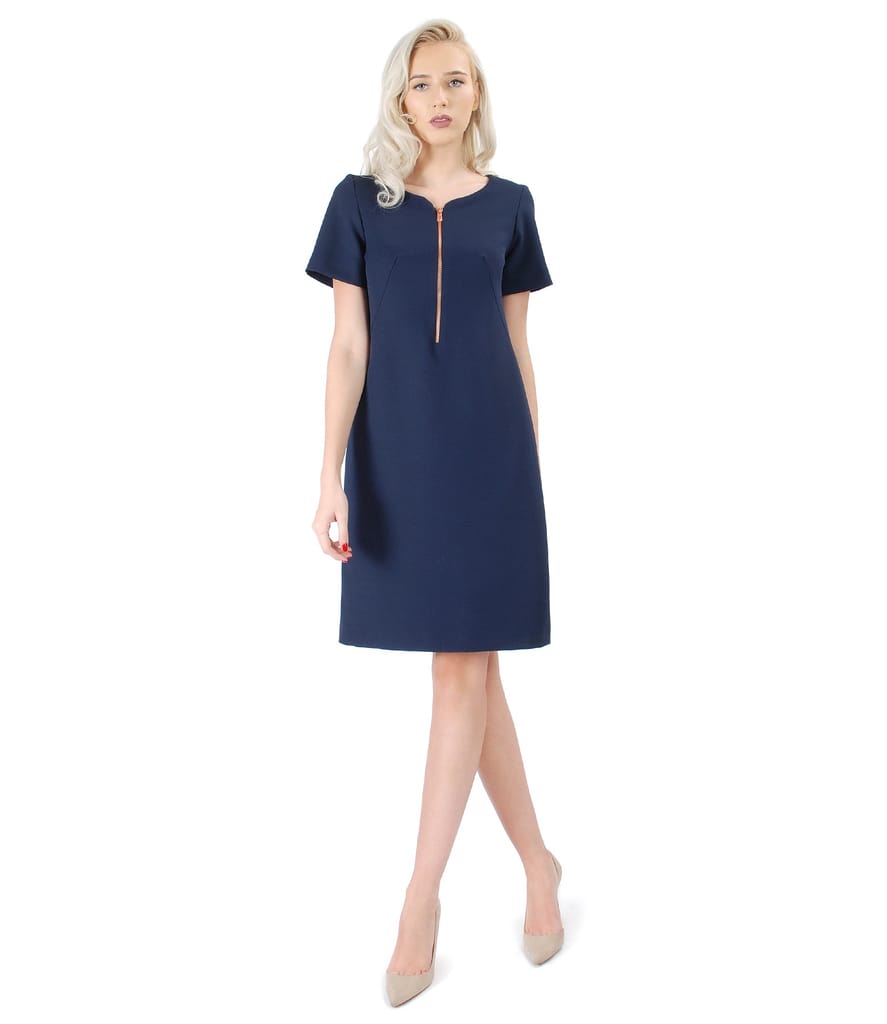 Rochie office din stofa elastica cu fermoar