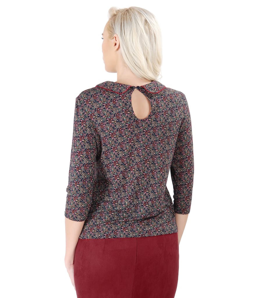 Bluza eleganta din jerse elastic imprimat cu motive florale