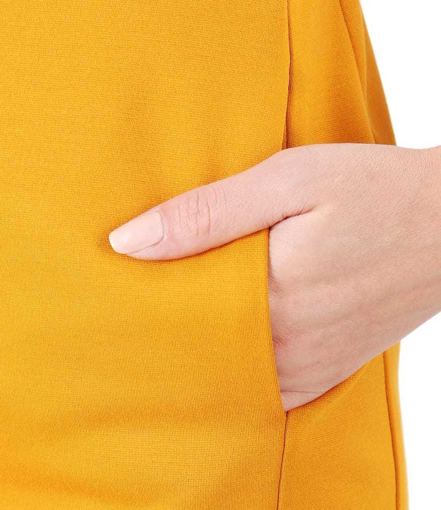 Rochie midi din jerse elastic gros cu buzunare laterale