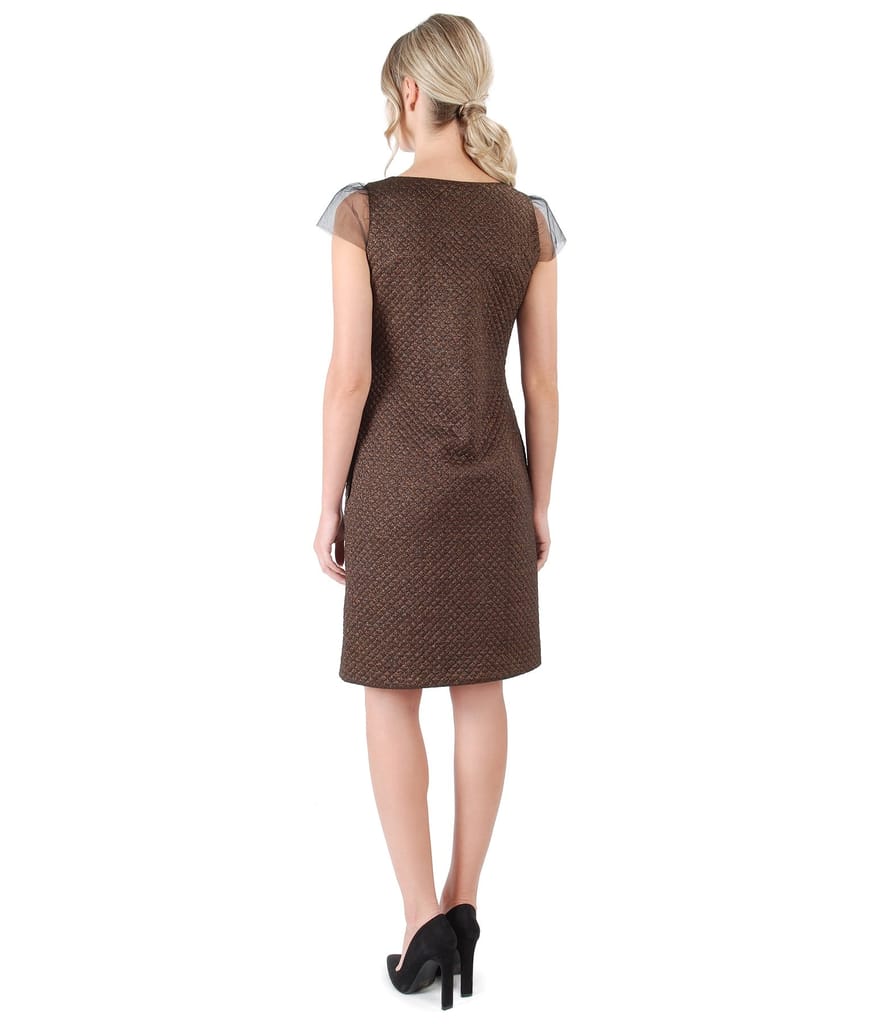 Rochie din brocart elastic cu fir de efect aramiu