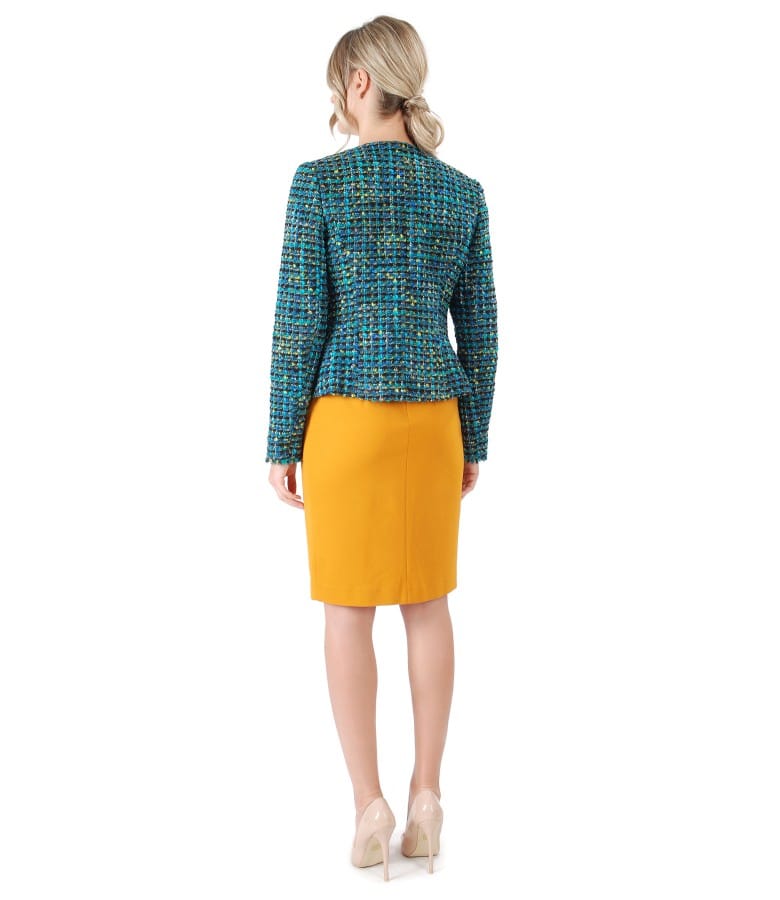 Rochie midi cu sacou din bucle multicolor