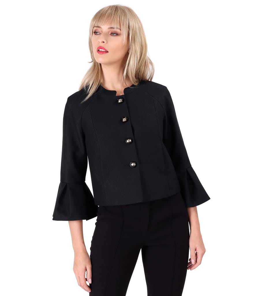 Sacou cu mansete peplum din bumbac cu lana virgina