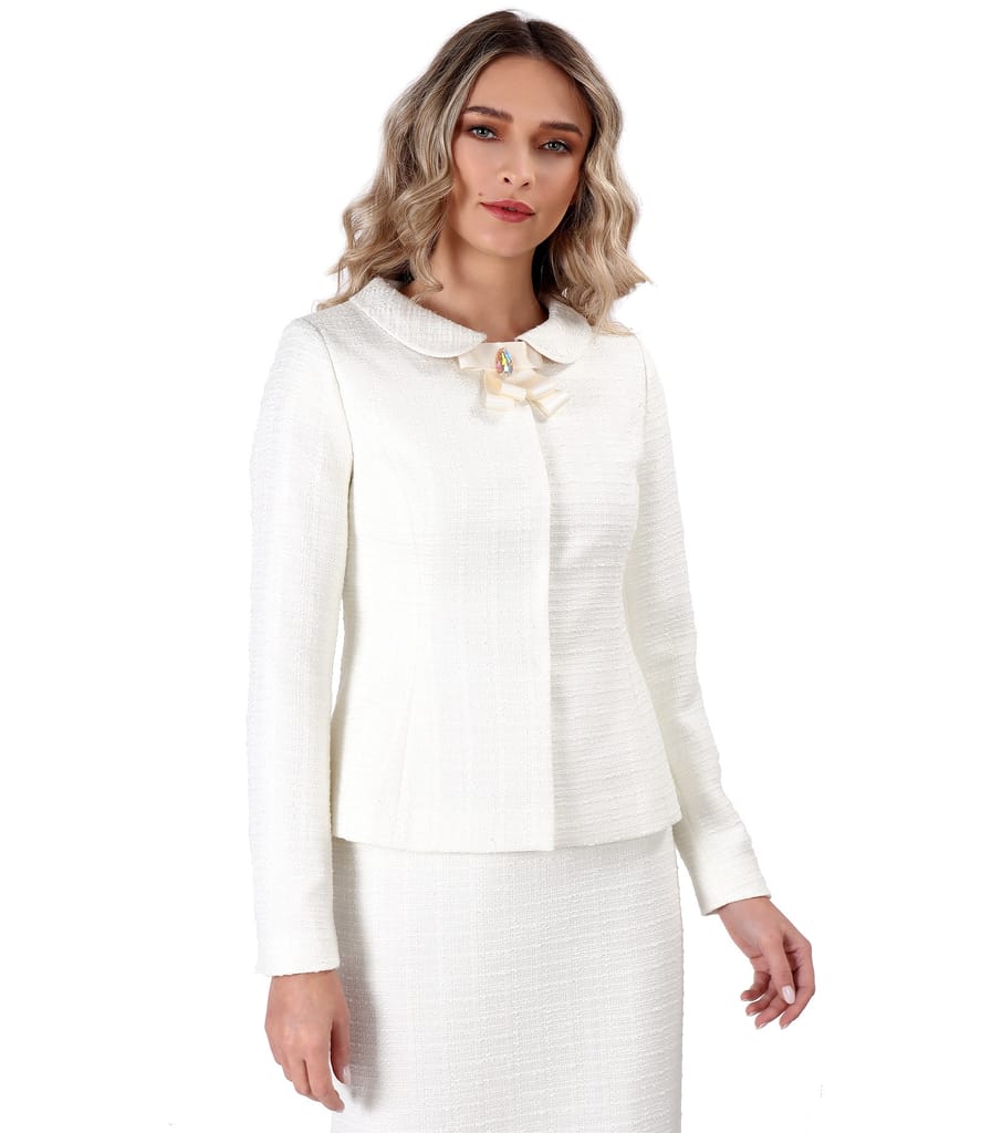 Sacou din bucle cu viscoza cu brosa cu aplicatie de cristale