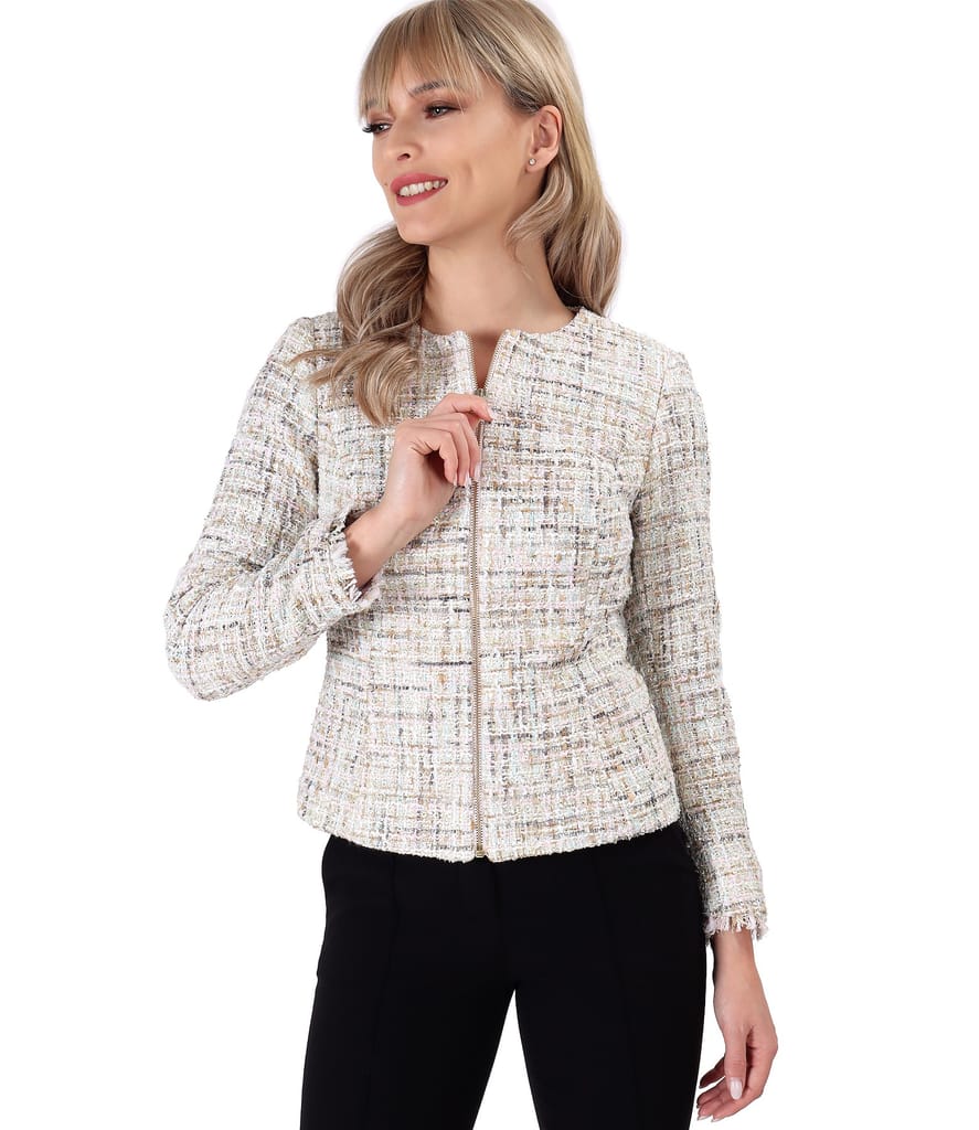 Sacou din bucle multicolor cu paiete si fir de efect