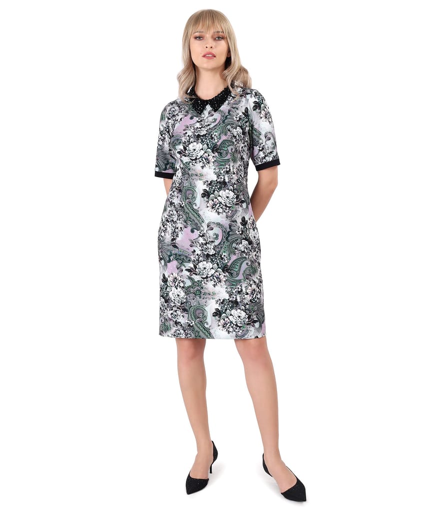 Rochie eleganta cu guler cu margele