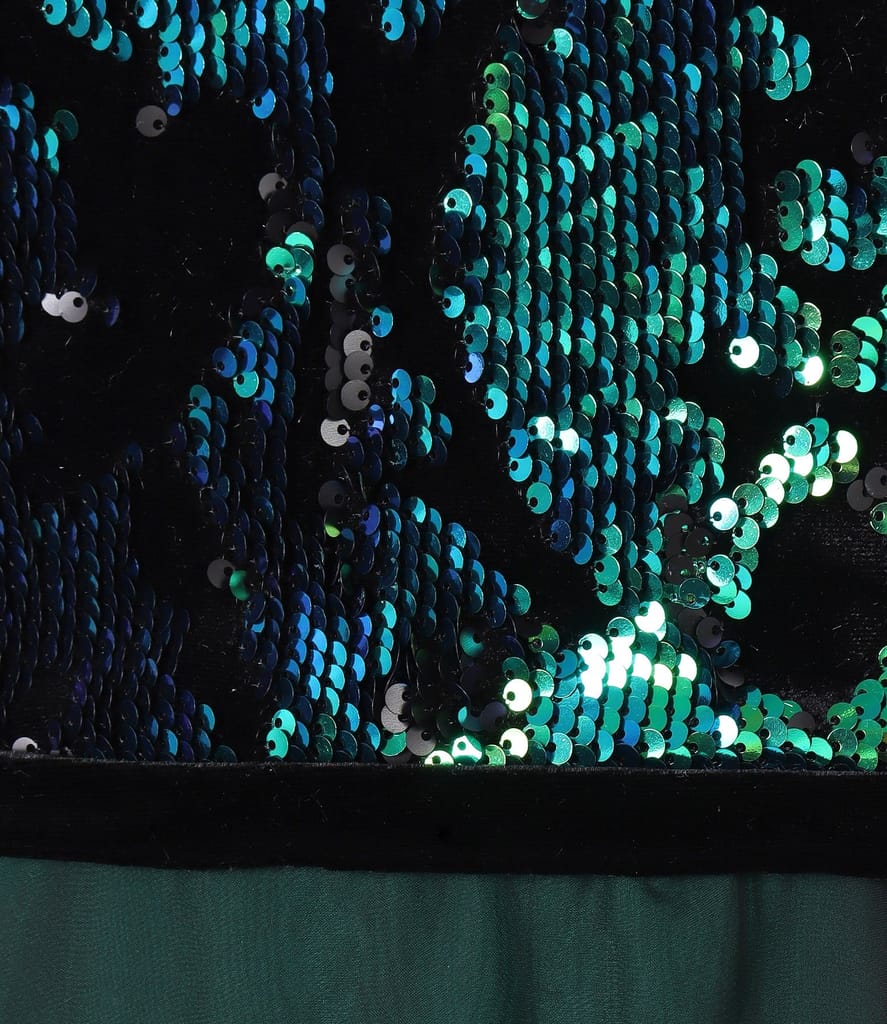 Rochie lunga din voal cu corsaj din paiete reversibile