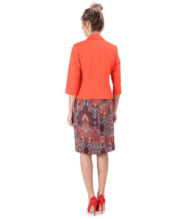 Sacou din bumbac texturat cu rochie din viscoza