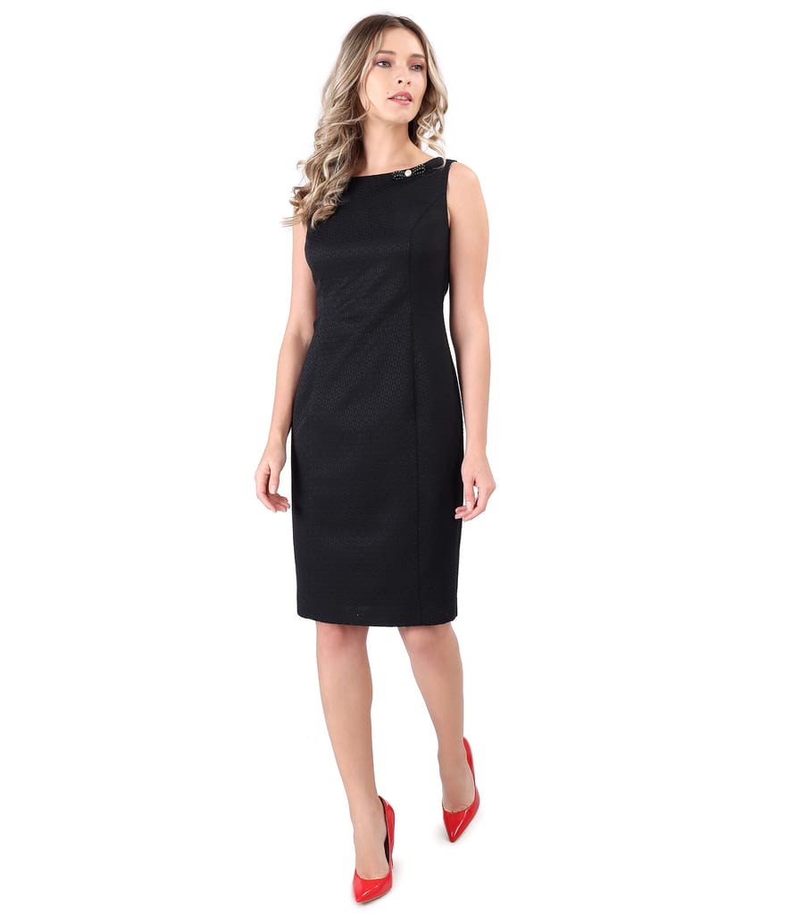 Rochie midi din bumbac texturat cu accesoriu