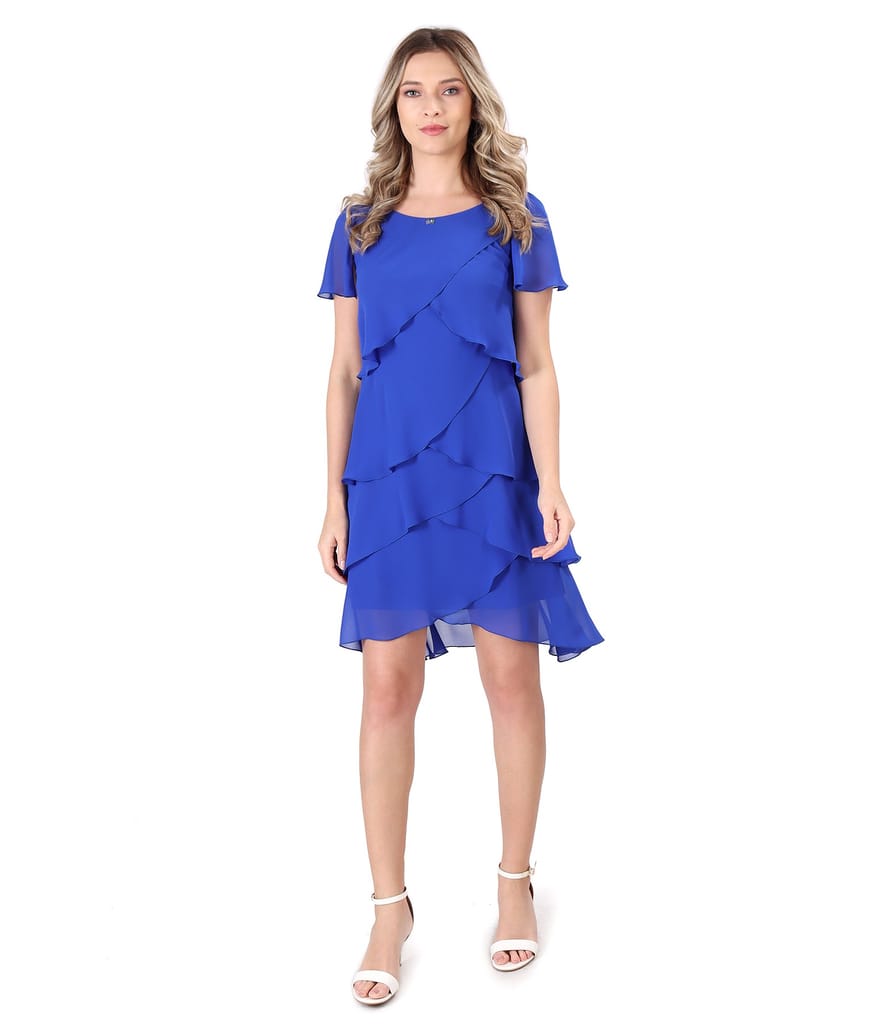 Rochie cu volane din voal si aplicatie de cristale