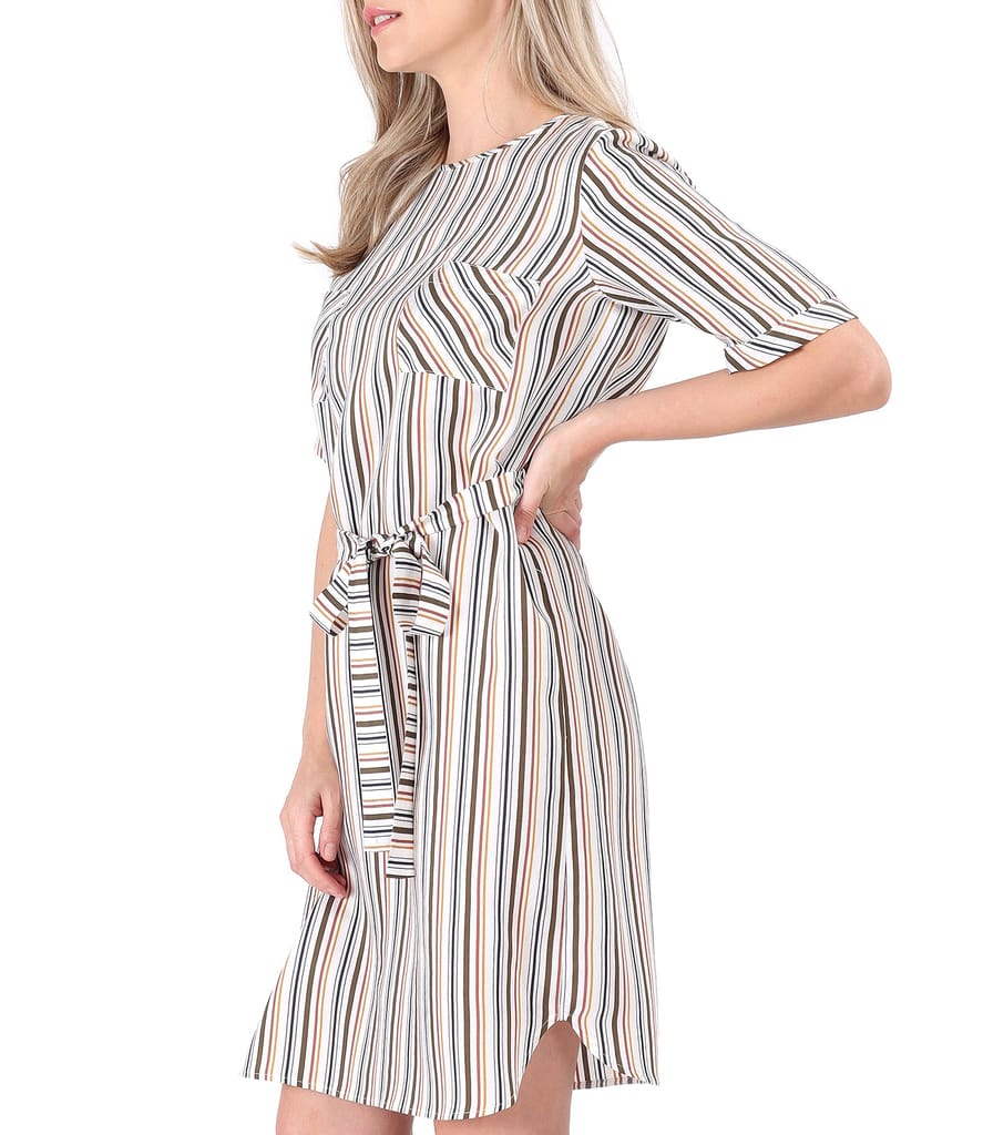 Rochie tip camasa cu cordon in talie