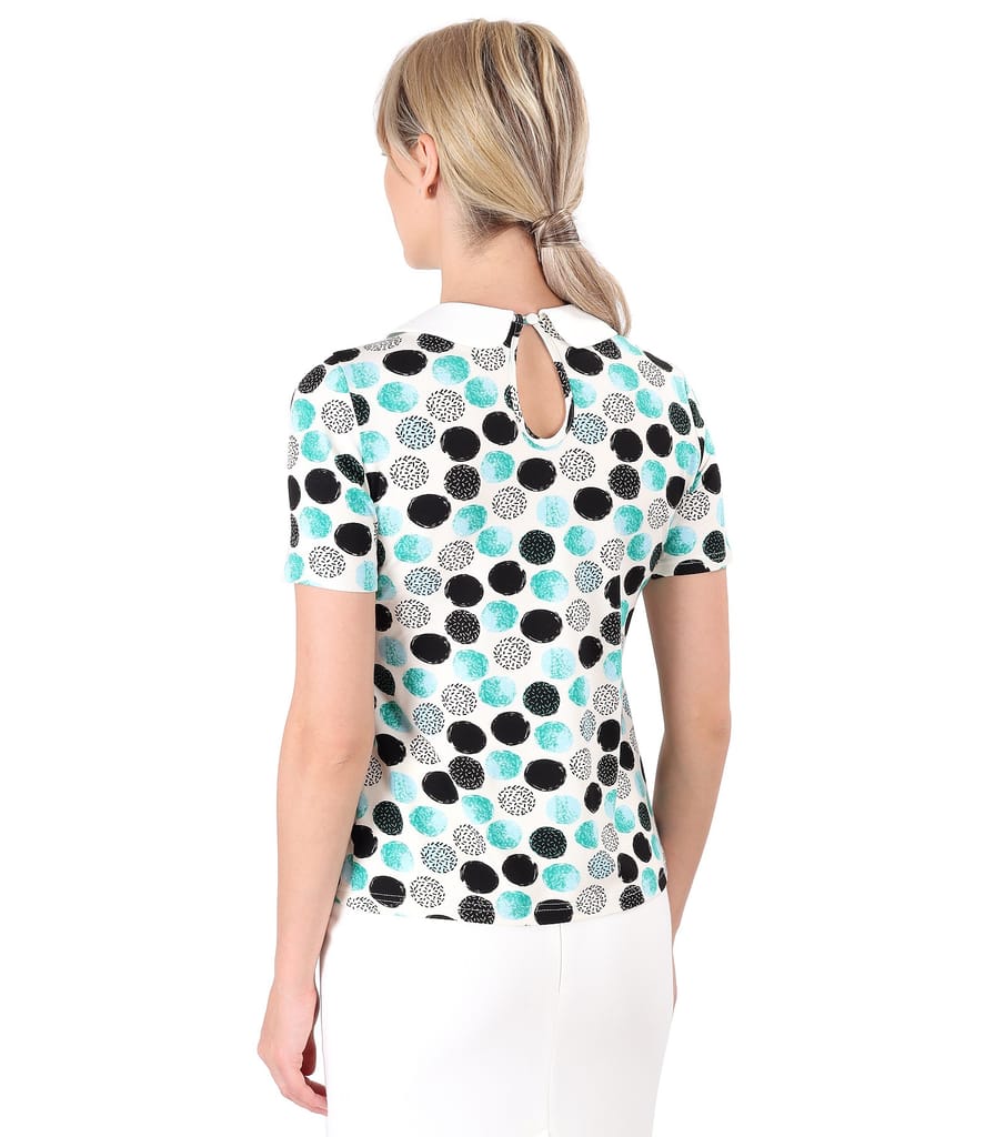 Bluza cu guler rotund cu aplicatie de cristale