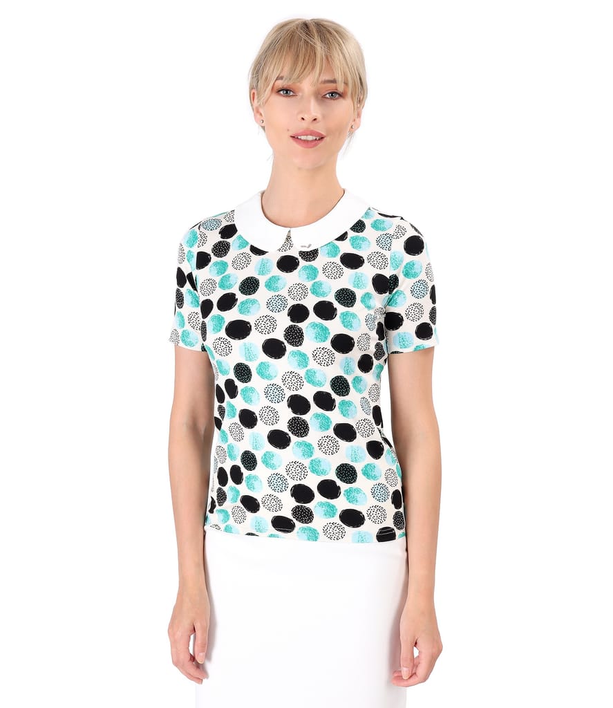 Bluza cu guler rotund cu aplicatie de cristale