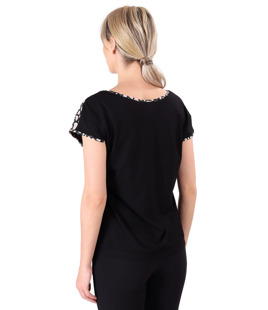 Bluza cu fata din voal imprimat cu voal