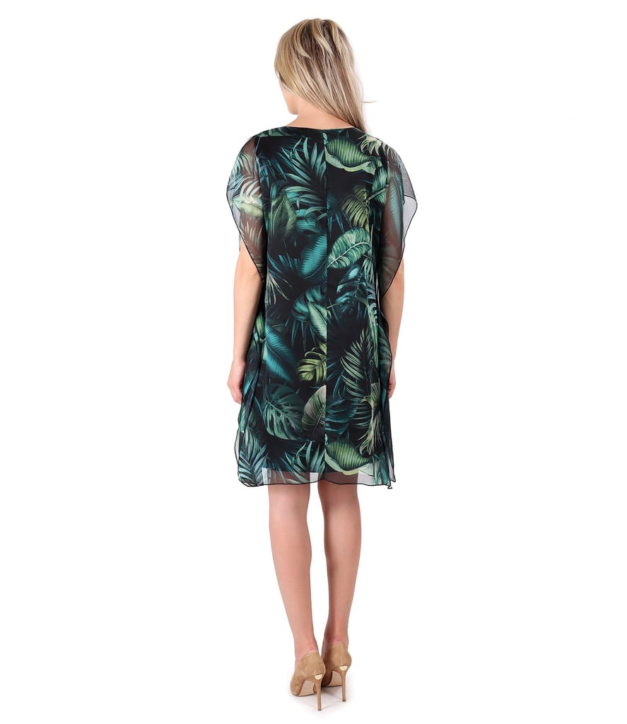 Rochie tip fluture din voal imprimat cu motive florale