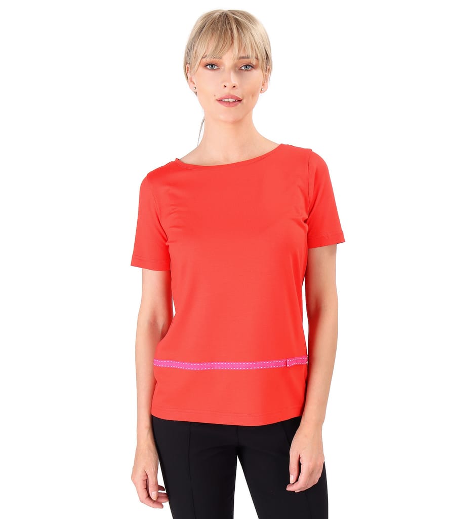 Bluza din jerse elastic cu funda din rips