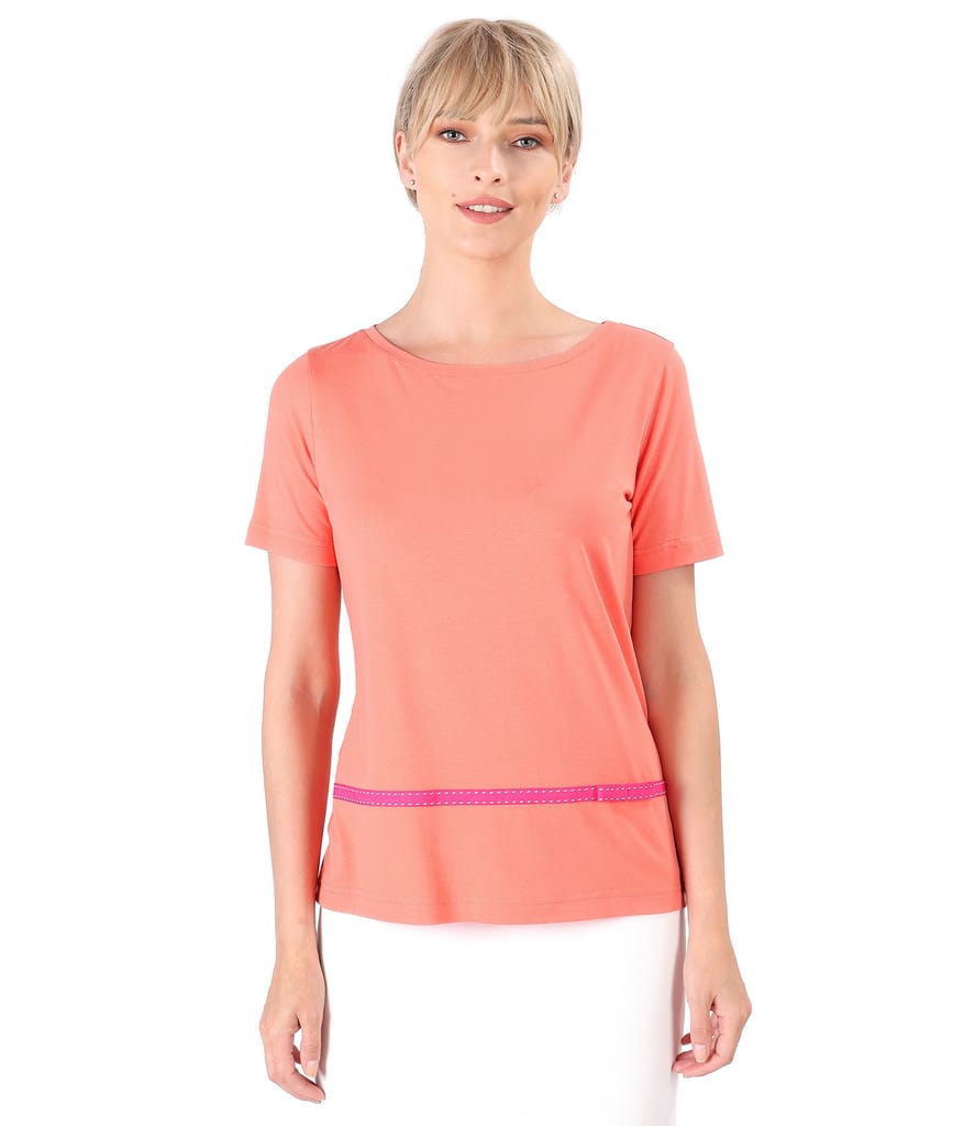 Bluza din jerse elastic cu funda din rips