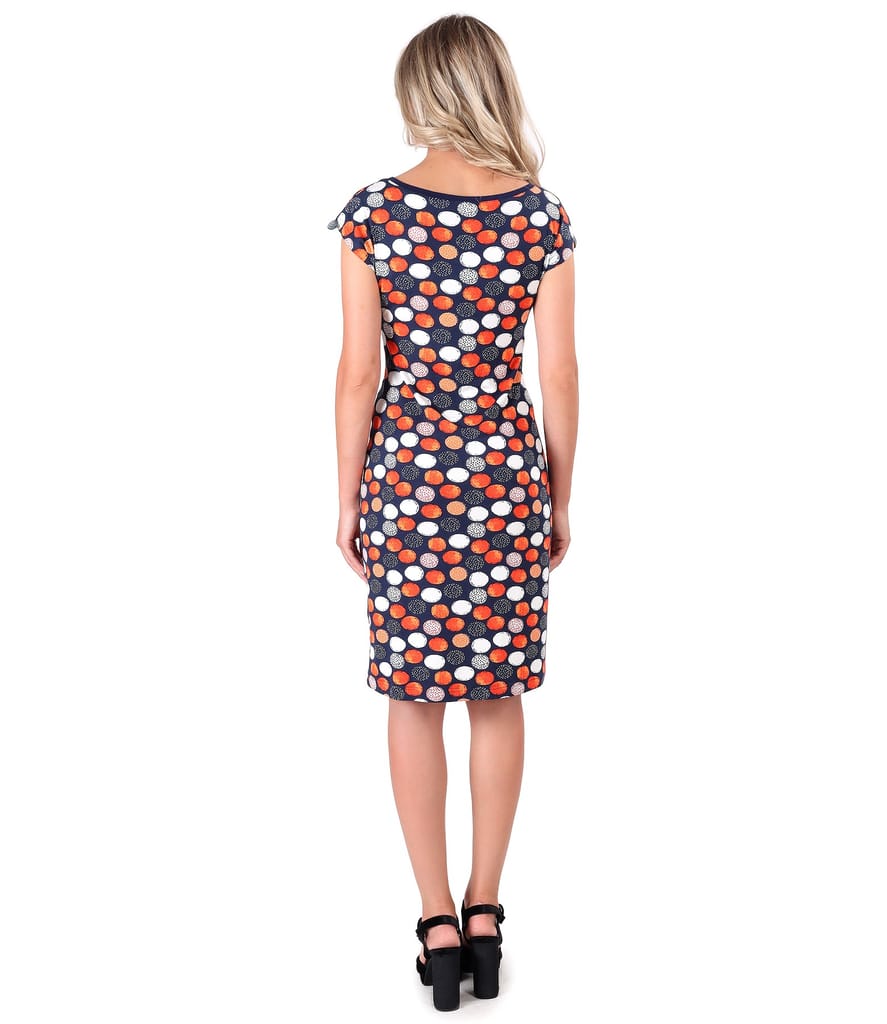 Rochie din jerse subtire imprimat cu buline