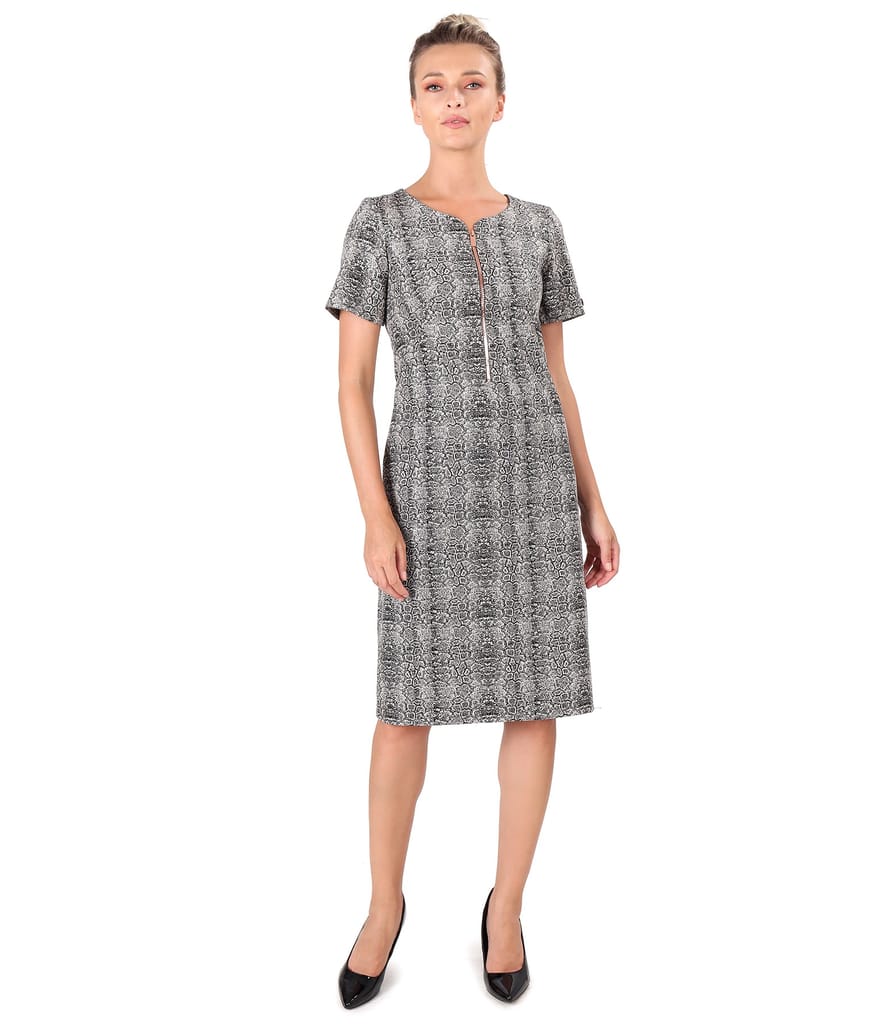 Rochie din stofa cu animal print si fir de lurex