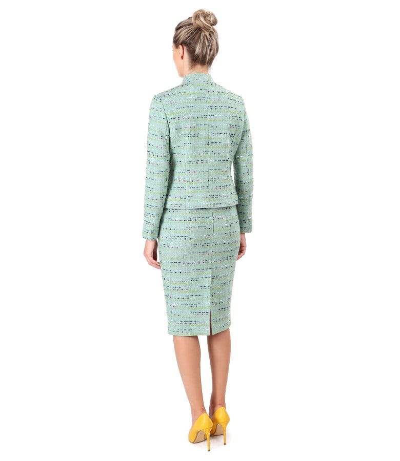 Costum dama office cu fusta si sacou din bucle de lana