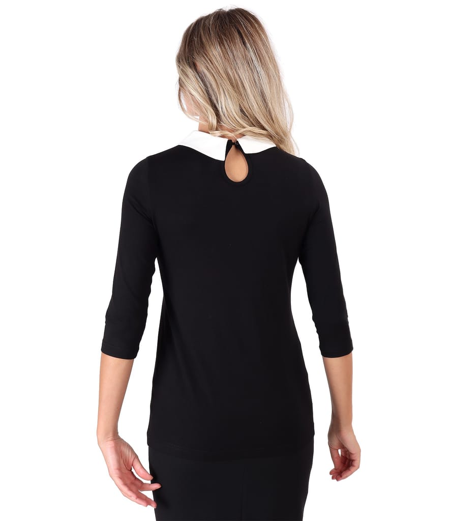 Bluza din jerse elastic cu guler ascutit