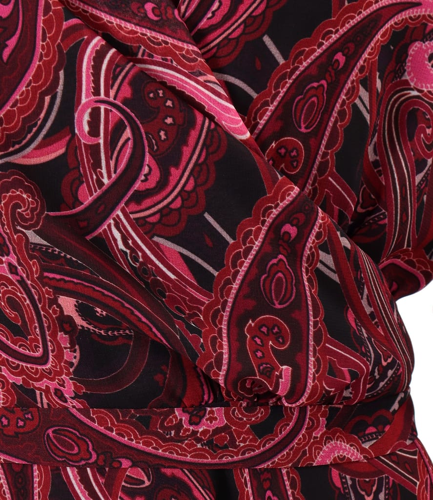 Rochie eleganta din voal imprimat cu motive paisley