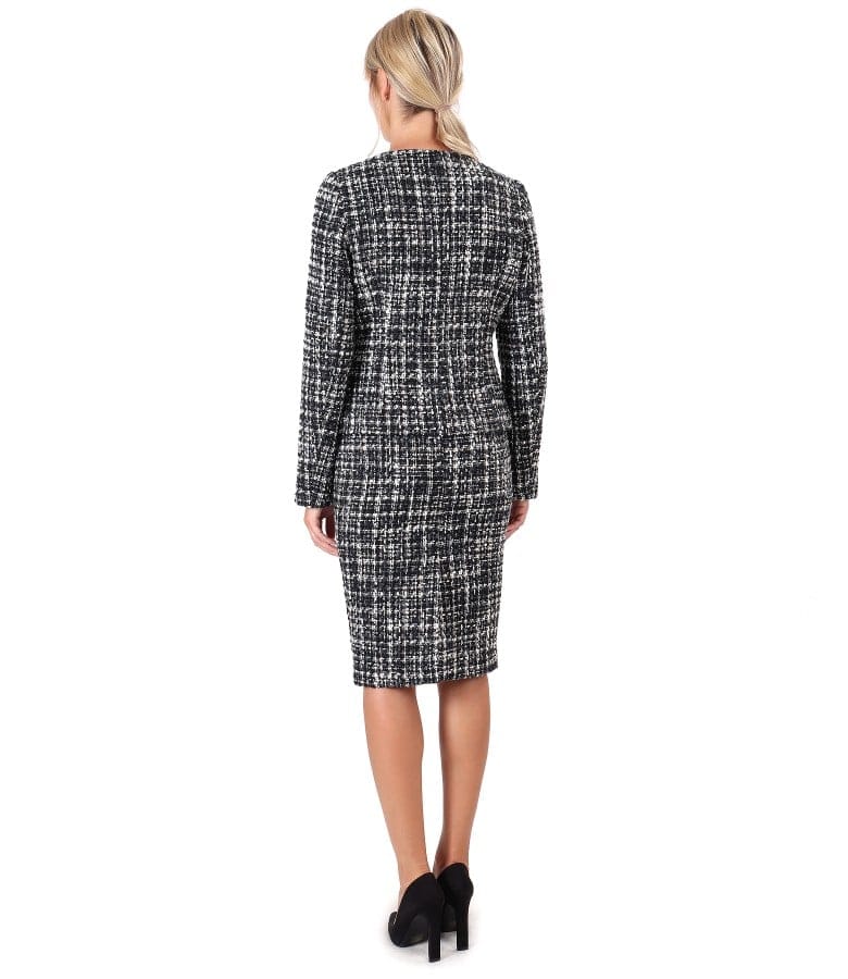 Costum dama office cu fusta si sacou din bucle cu lana