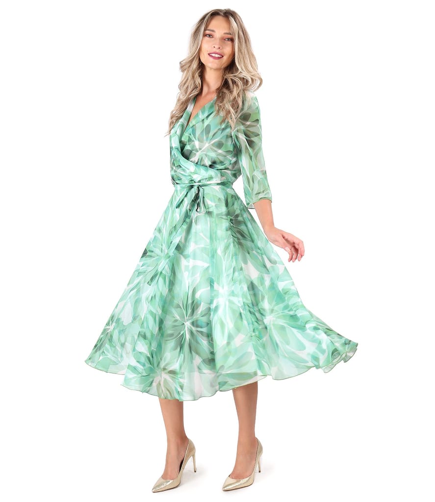 Rochie din voal imprimat cu motive florale