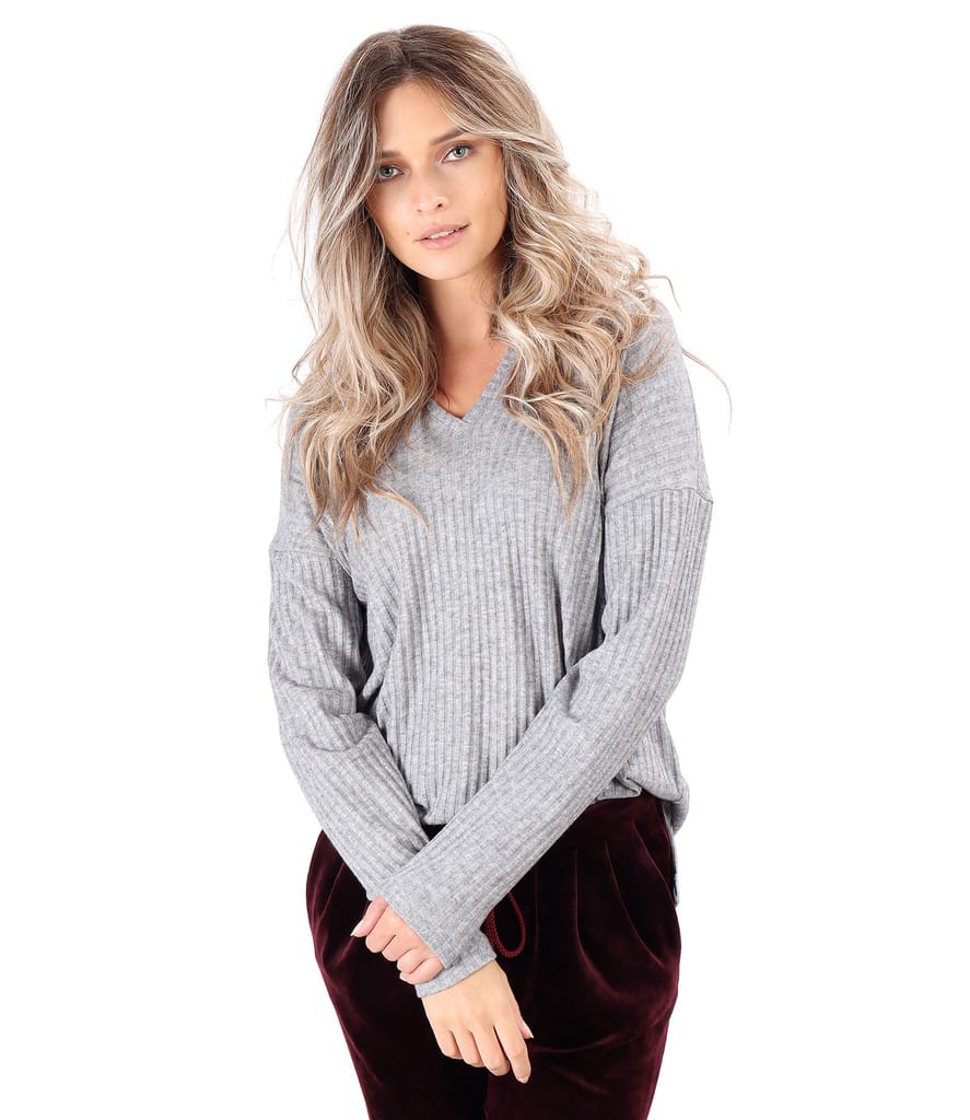 Bluza lejera din jerse elastic cu slituri laterale