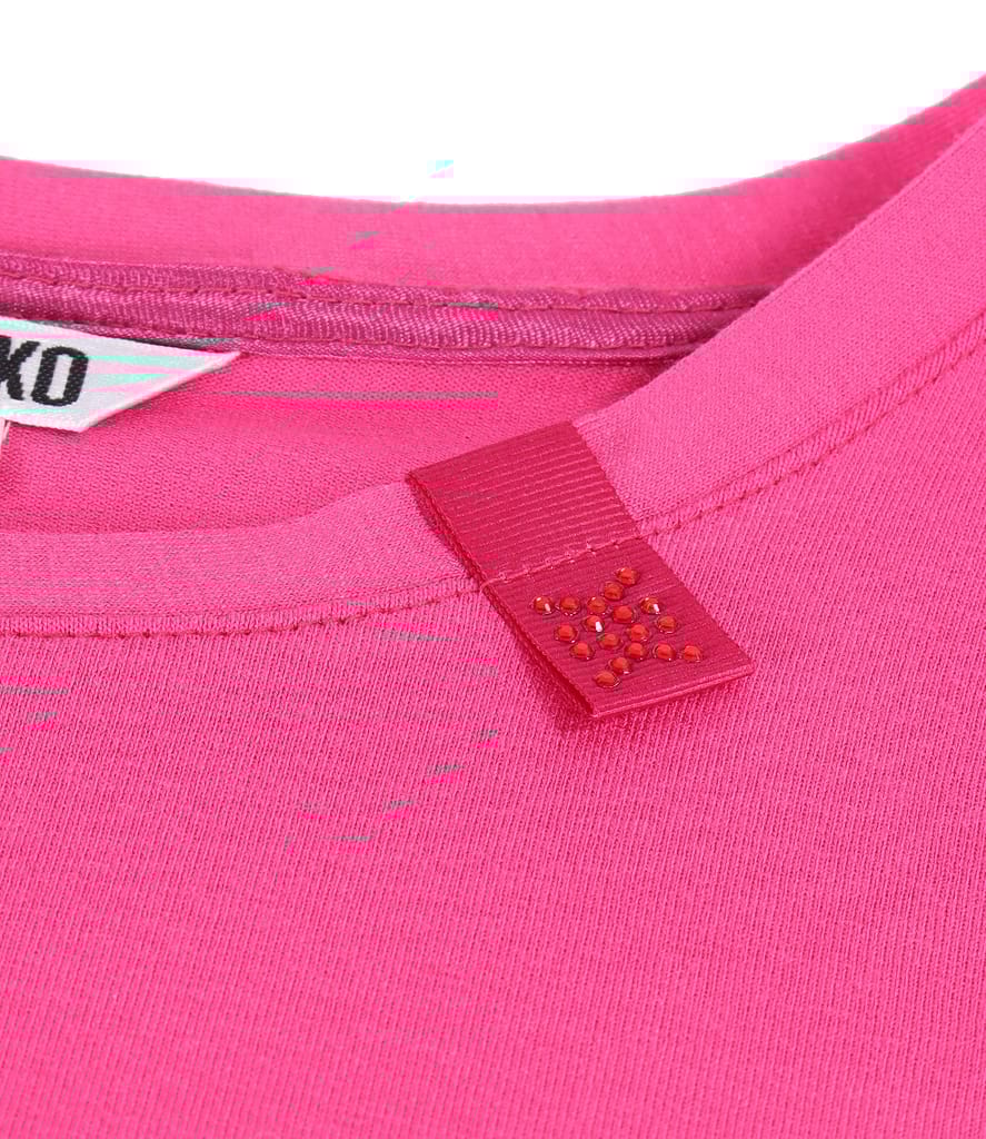 Bluza din jerse elastic uni cu rips la decolteu si maneca