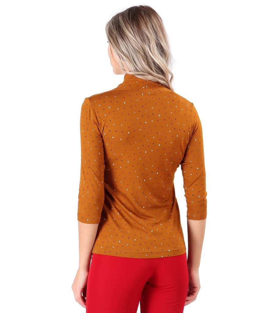 Bluza din jerse elastic imprimat cu picouri