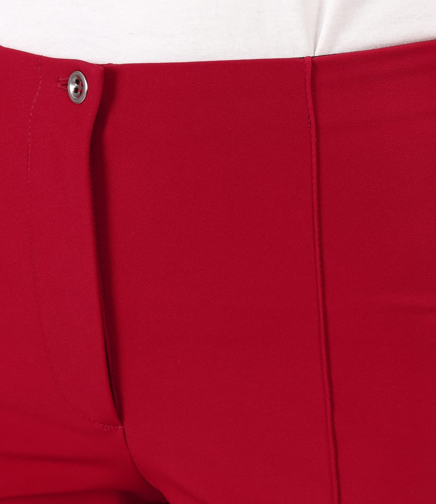 Pantaloni pana cu dunga cusuta pe fata