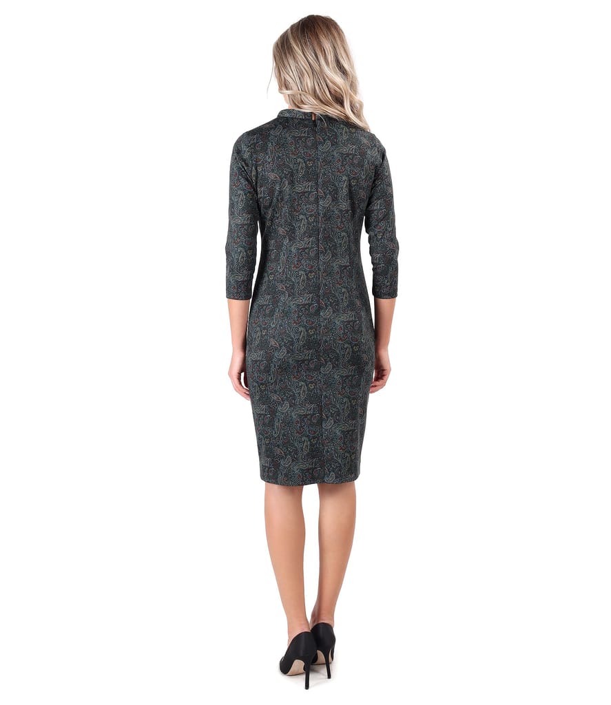 Rochie din jerse elastic gros imprimat cu motive paisley