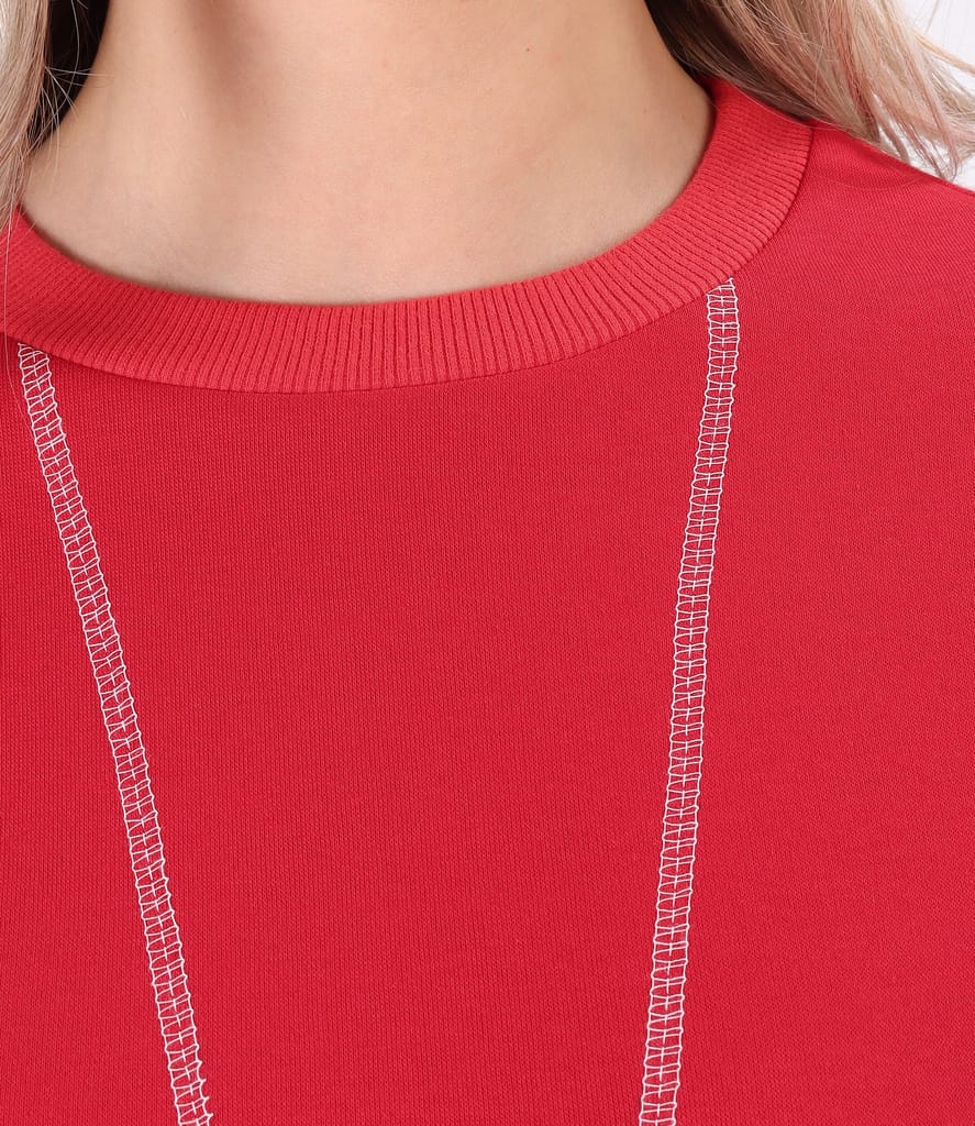 Bluza tip hanorac din bumbac gros cu cusatura decorativa