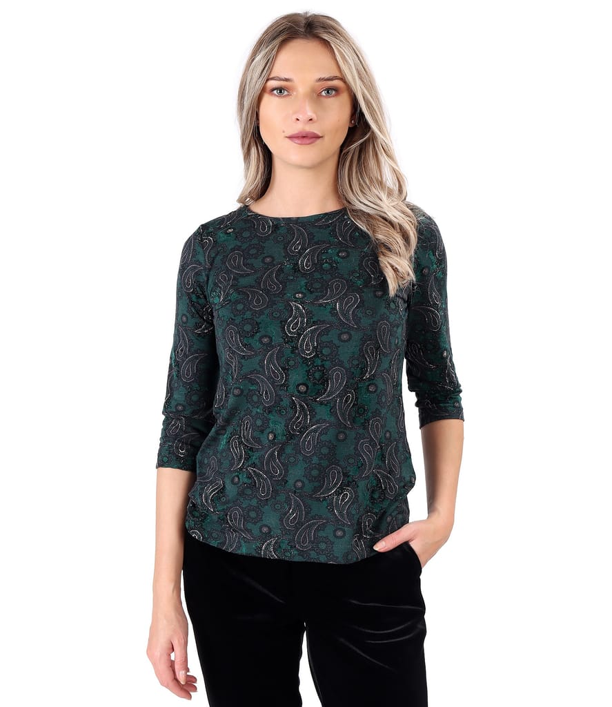 Bluza din jerse elastic gros imprimat cu motive paisley