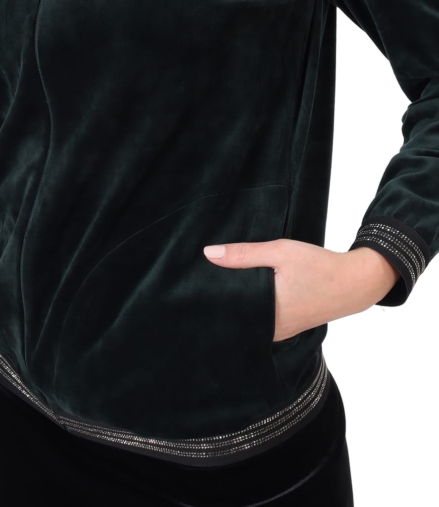 Hanorac fara gluga din catifea elastica uni