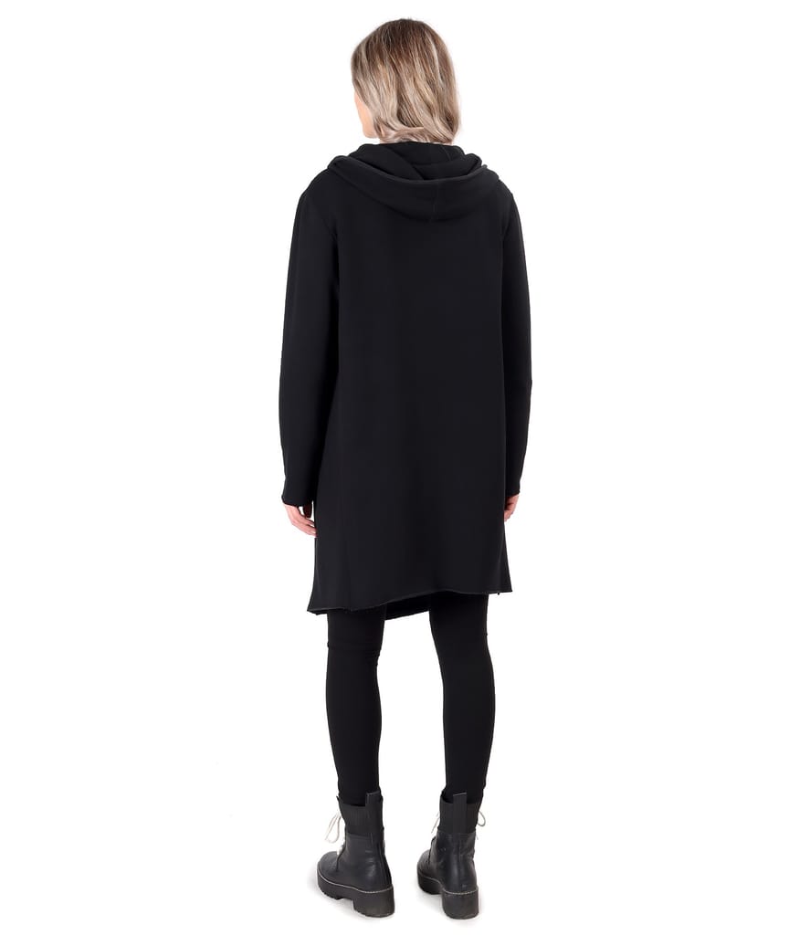 Tinuta smart casual cu hanorac lung si colanti din jerse elastic