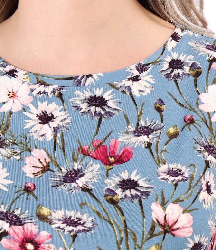 Bluza din jerse elastic imprimat cu motive florale