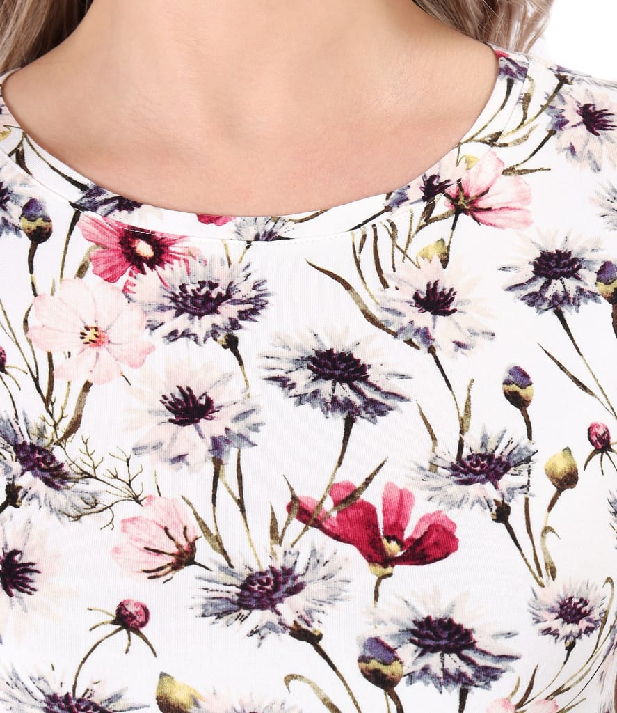 Bluza din jerse elastic imprimat cu motive florale