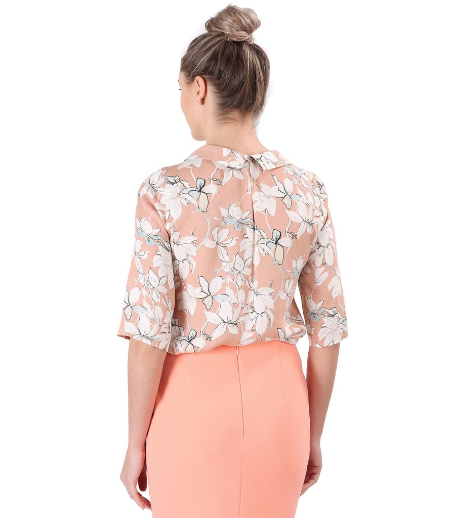 Bluza eleganta din tencel imprimat cu motive florale