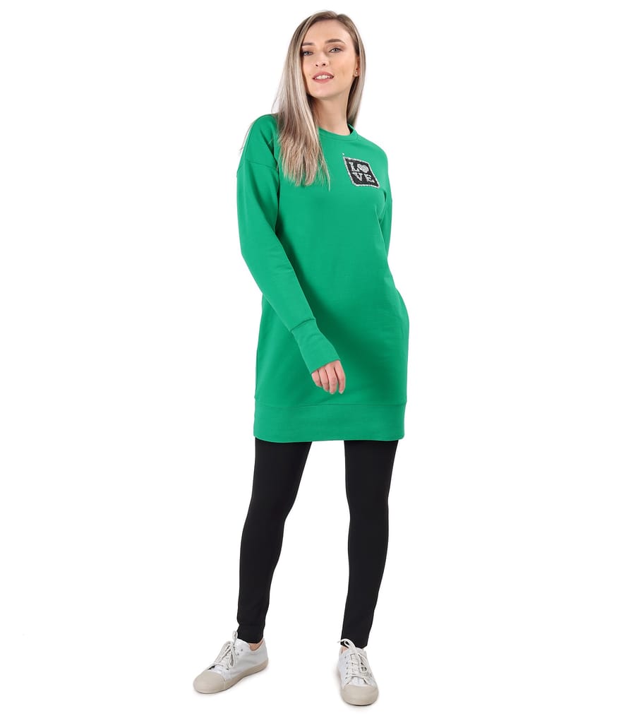 Rochie tip hanorac din bumbac uni