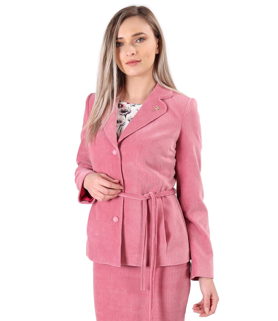 Sacou jacheta din catifea raiata cu cordon